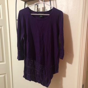 Purple high-low sweater, NEVER WORN.